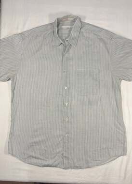 Perry Ellis Button Down Striped short sleeve Shirt Size L